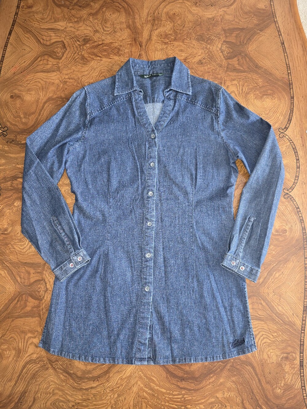 Woolrich Denim Cotton Long Sleeve Tunic Top Womens Size M Vintage